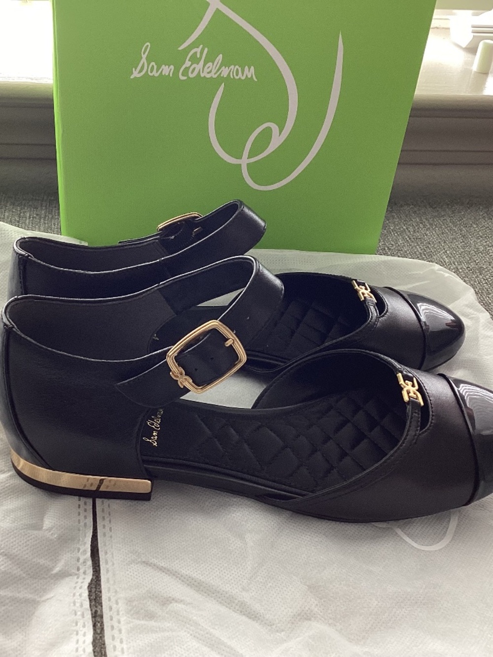 Sam Edelman Rylie Ankle Strap Cap Toe Flat, size 7.5